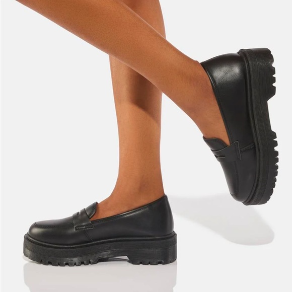 NWT Dolls Kill Black ‘Best To Do It’ Vegan Leather Loafer Shoes - Picture 2 of 15